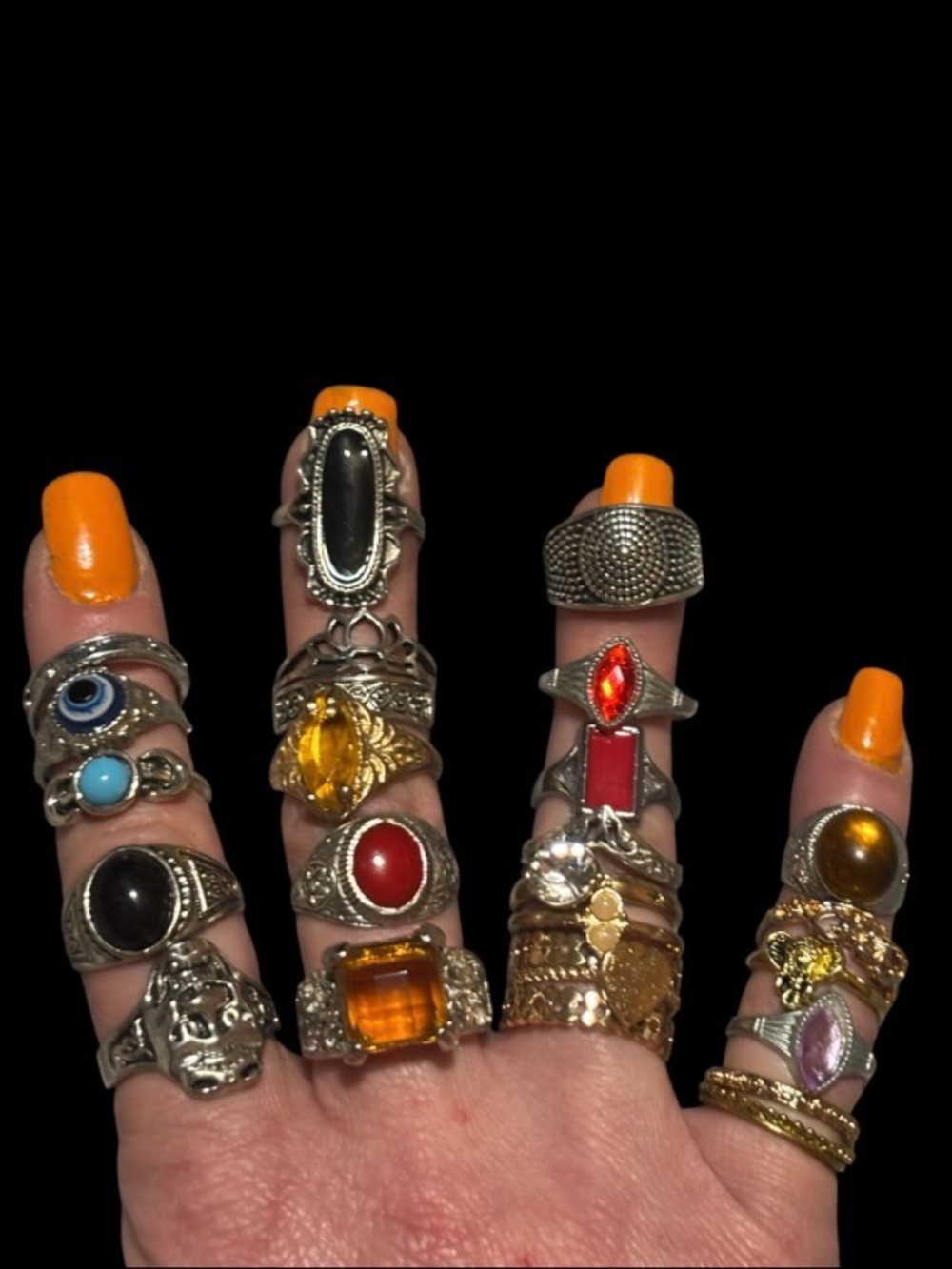 Y2K Vintage Ring Lot Bundle 26pc Gold & Silver-Tone Statement Rings Mixed Sizes